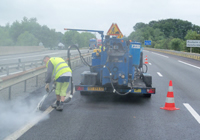 Pontage de fissures — chantier routier SBTP en Moselle